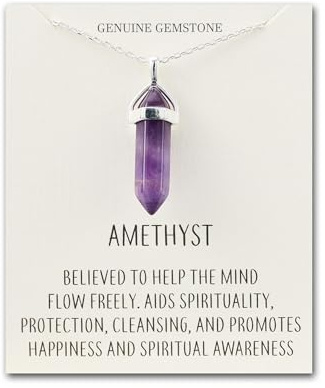 Philip Jones Amethyst Gemstone Necklace with Quote Card