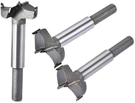 sourcing map Forstner Holzbohrer 28mm 30mm 32mm Durchm. Lochsäge Hartmetall Stahlspitze Rundschaft Schneiden für Scharnier Sperrholz Holzwerkzeug 3in1 Set