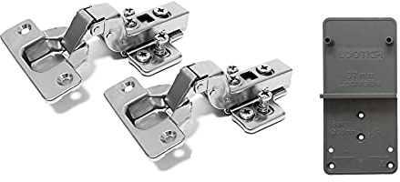 LOOTICH 110 Grado Battuta Interna Cerniere 35mm con Ammortizzatore per Porte Soft Close Cerniera per Cucina Armadio Porta Ante Mobili Paracolpi Tipo Europeo 2 Pezzi