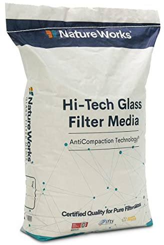 Nature Works Hi-Tech Verre à filtre pour piscine Filtre à sable 100 % pur verre plat respectueux de l'environnement Grain 0,6 à 1,0 mm (20 kg)