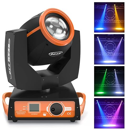 Moving Head LED 7R 230W Beam Bühnenlicht Disco DJ Party Licht 17 Gobo 14 Farben, dmx512 16CH Auto Sound RGBW LED Spot Wash Lichteffekt für Weihnachten Halloween Bar, Orange