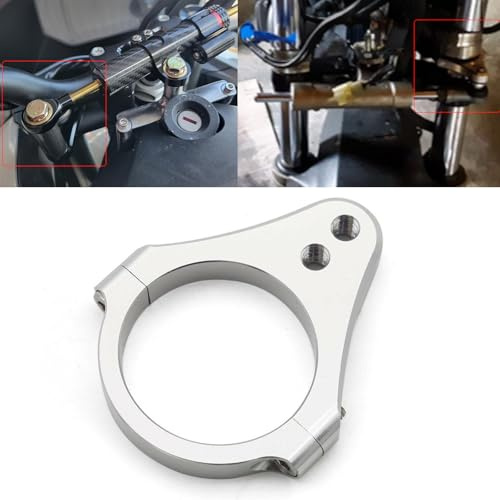Ammortizzatori universali per ammortizzatori di sterzo per moto, 29 mm, staffa di supporto per tubo forcella (argento)
