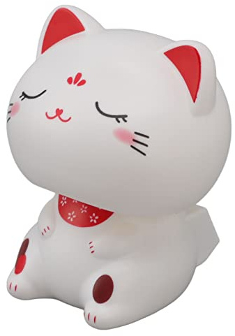 Bewinner Bobble Head Nodding Cat for Car Dashboard,Solar Lucky Nodding Cat Car Decoration,Cute Miniature Cat Figure Automobile Decoration, Gifts for Men (Smiling Face)