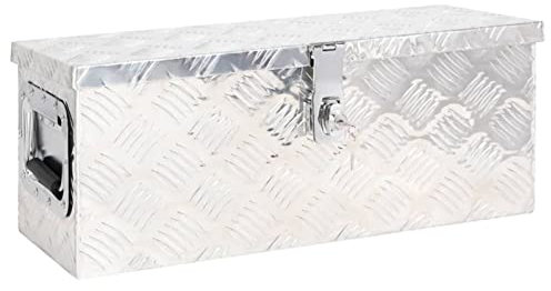 ZHOUMIN Aufbewahrungsbox, Abschließbare Box, Alu Box, Metal Box, Transportkiste, Werkzeugbox, Metallkiste, Alukiste, Silbern 60x23,5x23 cm Aluminium