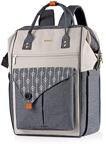Rucksack Damen - Schulrucksack, Laptop Rucksack 15,6 Zoll, Daypacks Wasserdicht mit USB-Ladeanschluss und Tablet-Fach für Universität, Reisen, Business und Arbeit - Geeignet für Frauen