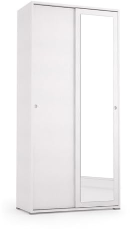Kiamami Valentina - Armario Multiusos de 90 cm con Puertas correderas y Tubo para Colgar