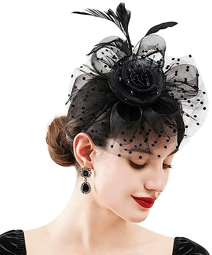 Oenothera Kopfschmuck Fascinator, Fascinator Hut Damen, Hochzeit Mesh Stirnband, mit Haarspange und Haargummi für Damen