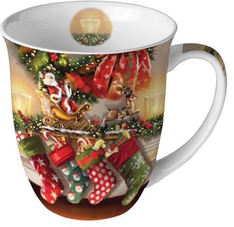 Tasse en Porcelaine Fine - Chaussettes de Noël