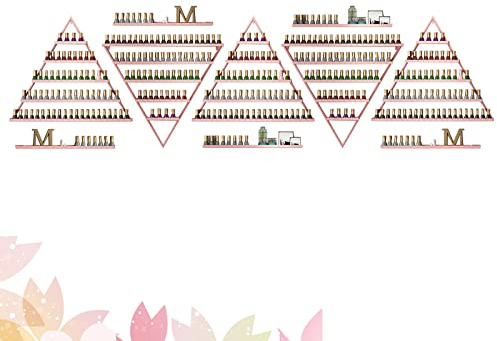 SUuim Metall-Nagellack-Wandregal mit 5 Ebenen, großer Nagellack-Wandregal-Organizer, fasst 120 Flaschen Nagellack (weiß)/rosa/fünfteiliger Präsentationsständer (rosa zehn)