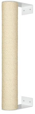 Kratzbaumland 15 cm Style-Kletterstange Kratzstange Wandelement für Katzen (20 cm, Natur)(Weiß, Metall)
