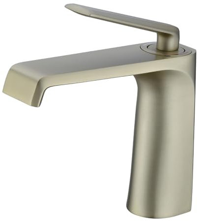 XJTNLB Waschtischarmatur Wasserfall Bad Armaturen Waschbecken Wasserfall Einhebelmischer Bad Heißes und Kaltes Wasser Messing,Gebürstetes Gold