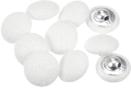 QUARKZMAN 10 Stück Stoffbezogene Knöpfe 15mm Runde Plüsch Bezogene Metall Knopf Stoff bedeckt mit Metallschaft Nähknöpfe Bastelknöpfe zum Nähen Basteln für Anzüge Strickjacke, Weiß