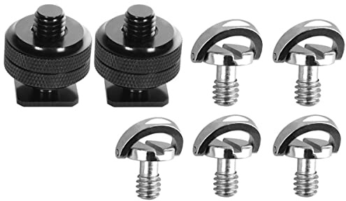 Oikabio 7 Stück für DSLR-Kamera 1/4 Adapter: 5 Stück Schnellwechselplatte Befestigungsschraube D-Ring D-Schaft QR-Schraubadapter & 2 Stück 20 Blitzschuh-Adapter Stativschraube auf Blitzschuh