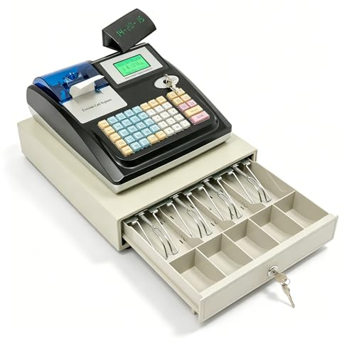 Elektronisch Kasse Registrierkasse LED POS Einzelhandel Kassen mit Schubladen Multi-Steuer Ladenkassen Kasse Supermarkt Einzelhandel Kassensystem mit 48 Tasten