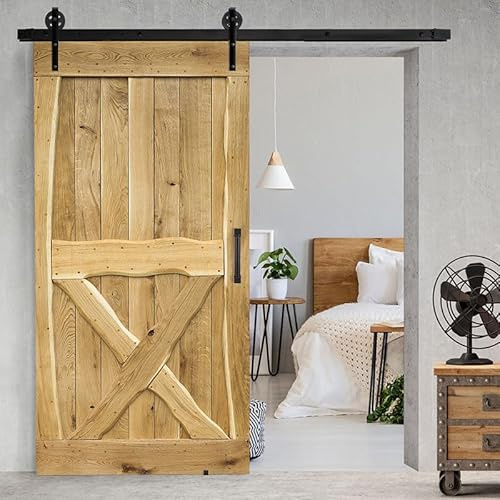 SEART Massive Eichen Schiebetür im rustikalen Stil, für Schiebesystem, alter Stil BARN (Naturöl, 90x210 cm)