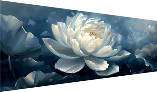 Diamond Painting XXL 250x100 cm, DIY Weiße Blumen Diamant Painting Bilder, 5D Einfach Diamond Painting Set, Diamant Kristall Strass Kreuzstich Painting, Diamond Painting Erwachsene, Deko Wohnzimmer
