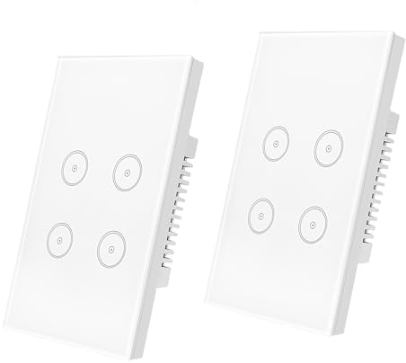 Interruptor de luz inteligente ZigBee, control de voz, funciona con Alexa y Google Home, temporizador y dispositivo compartido, necesita cable neutro, necesita un hub zigbee, 4 vías (2 unidades)