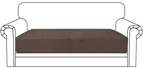 MAXIJIN Wasserdichter Sofa-Sitzkissenbezug, Jacquard-Stoff, Sofasitzbezug, rutschfester Couch-Sitzbezug mit elastischer Unterseite (Dunkelbraun, 2-Sitzer)