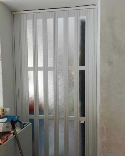 ZIMGOD Falttür Innentüren Innenfalttür mit Mattierter Acrylplatte und Griff, Türöffnung Speisekammer Schiebetür, Sichtschutz-Falttür für Schrank Scheunendusche, Sondergröße(33x80in (84x203cm))