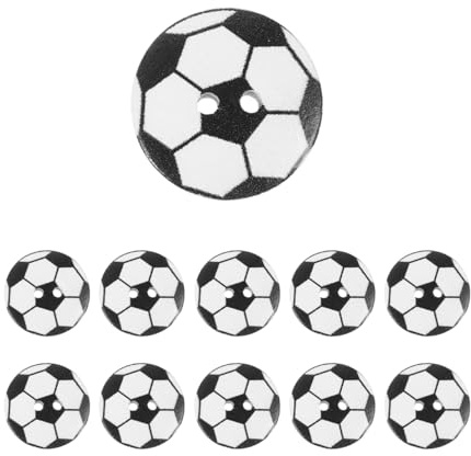 AUTSUPPL 50 StüCk FußBall HolzknöPfe Zum Basteln Vintage NäHknöPfe Mit 2 LöChern FüR Diy Kleidung Dekoration Kleine HolzknöPfe FüR Handarbeiten