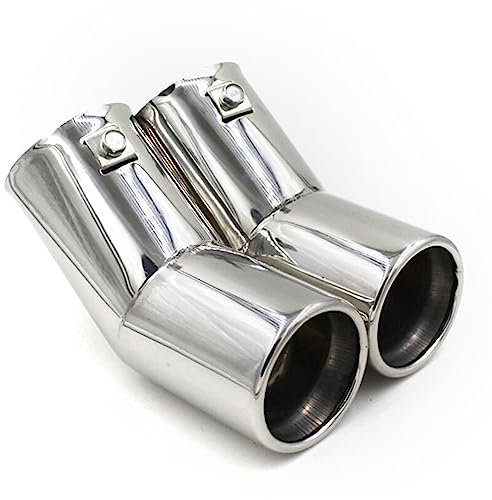 Auto End Endschalldämpfer Für VW Für Golf 4 Für Bora Für Jetta 1998–2002 2003 2004 Auto-Auspuffspitze Endrohr Doppelrohre Edelstahlrohre Schalldämpferspitzen Auto Auspuffrohr(Silver)