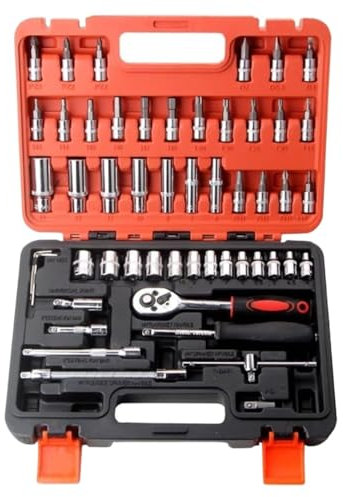 Caisse A Outil Malette Outils Jeu De Clés À Douille À Cliquet, 53 Pièces, Clés À Fourche, Boîte À Outils De Réparation De Voiture, Outils Manuels Multifonctionnels Boite A Outils Complete