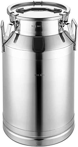 SmPinnaA Milchkanne Aus Edelstahl 304 Mit Versiegeltem Deckel Und Tragegriff, Robuster Weineimer, Milchkübel Zum Aufbewahren/Transportieren Von Flüssigkeiten Und Feststoffen, 30 L, 30 L,30L