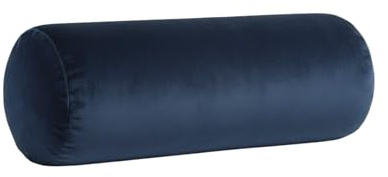 Kosiproducts Round Bolster Cushion Plush Velvet Pillow for Yoga Neck Relaxing Virgin Hollow Fibre Roll [60cmx20cm, Navy Blue]