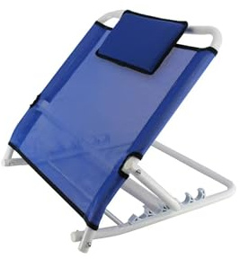Ortopal - Schienale Letto Regolabile con Poggiatesta Imbottito, Schienale da Letto per Anziani e Disabili, 5 Posizioni, Struttura in Acciaio, Rivestimento Traspirante - Colore Blu