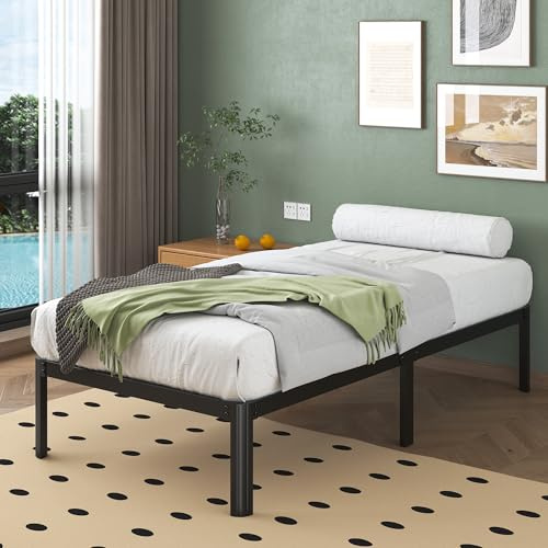 Lutown-Teen Schweres Metallbett 80x190 cm mit Runde Eckbeine Höhe 30.5cm, Metall Bettgestell 80 x 190 mit Lattenrost, Einzelbett mit Stauraum unter dem Bett, Geräuschfrei, Einfacher Aufbau, Schwarz