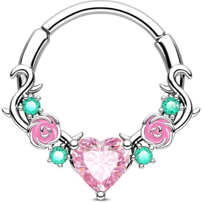 Jewseen Septum ring CZ helix örhänge rostfritt stål broskörhänge ros näsa piercing smycken för kvinnor män, 16G 10MM, Kubisk Zirkonia, Kubisk zirkon