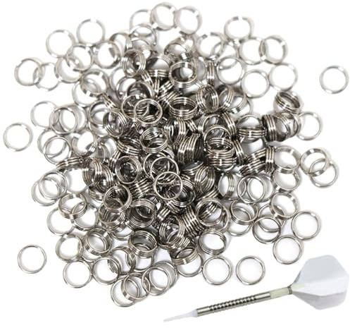 CyjYwp 50 anelli per freccette in acciaio inox, antiscivolo, accessori per freccette in plastica, aste in nylon
