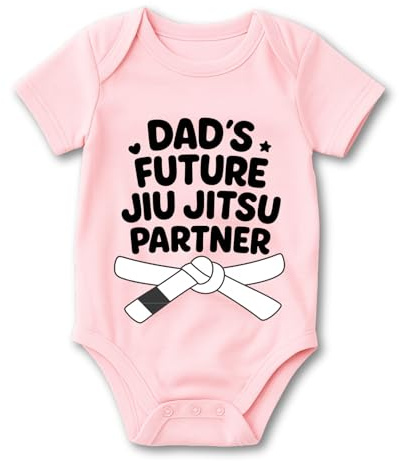 Laserverse Dad’s Future Jiu Jitsu Partner Baby Bodysuit – Funny BJJ Infant Outfit with Martial Arts Belt Design Brazilian Jiu Jitsu Kids (Pink, 18-24 months)