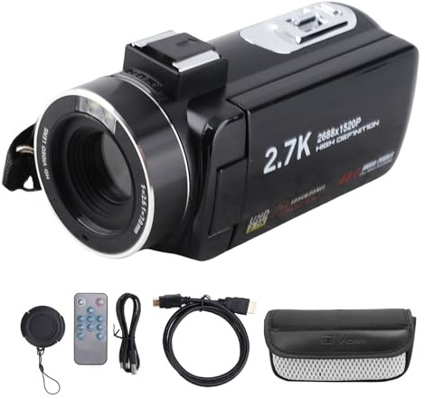 WIHFHGZ Cámara Videocámara Digital 48MP 2.7K, Pantalla TFT 3 Pulgadas Giratoria, Zoom Digital 16X - Portátil, Multifuente de Luz, Ideal para Viajes y Grabación