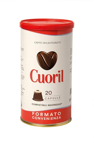 Caffè Milani - Cuoril Capsule Decaffeinato Compatibili con Sistema Blue | Aroma Equilibrato con Note di Pesca, Frutta Secca, Cacao e Liquirizia | Astuccio da 20 Capsule Monodose