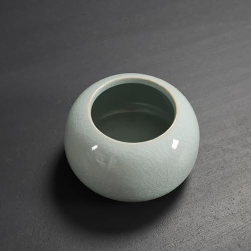 LEEDJUINE Vaso da fiori in ceramica, 10 cm, per coltura idroponica, non poroso, verde, da tavolo, ornamento per coltivare