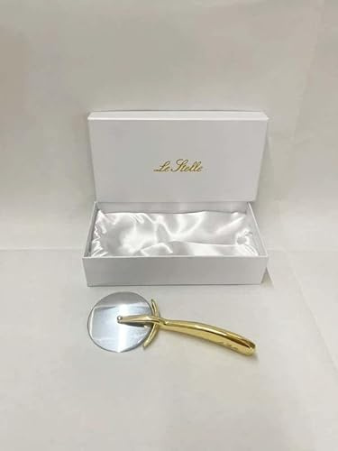 Le Stelle Tagliapizza in Metallo Dorato, Rotella Taglia Pizza con Manico Oro e Lama Acciaio Inossidabile, 17 cm, Confezione Regalo