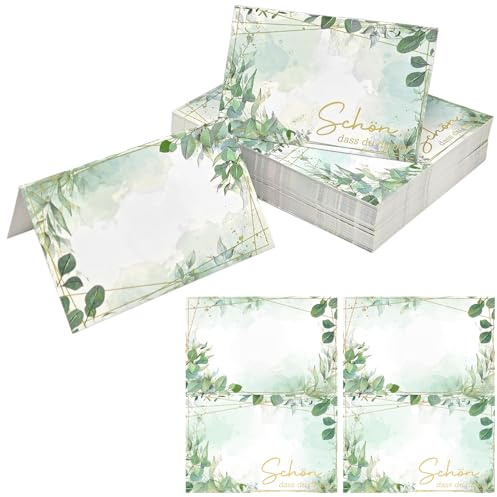 60 Stück Tischkarten Schön dass du da bist, Tischkarten Hochzeit | Platzkarten für Hochzeit, Tischdekoration Namenskarten Hochzeit, Hochwertige Tischkarten, für Hochzeits Geburtstag Kommunion