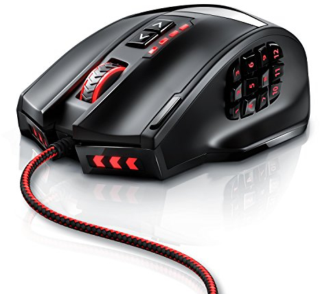 Titanwolf - 16000 dpi Souris Laser de Gaming - 18 Touches - Haute précision - Éclairage LED configurable - Technologie de capteurs Avago - MMO Gaming - Logiciel Inclus Touches programmables