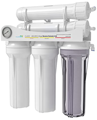 Aquatic Life 5-Stage Hydroponic Reverse Osmosis Water Filter System RO Filtration Unit, High Efficiency, 200 GPD
