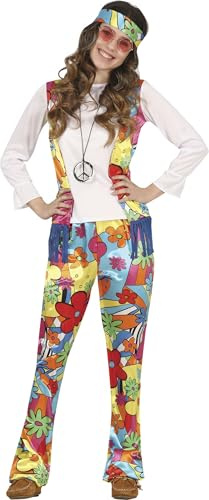 FIESTAS GUIRCA | Disfraz Hippie Infantil (10-12/Años) - Camisa, Cinta para la Cabeza y Pantalón - Disfraces de los Años '60 y Fiestas Temáticas de la Época Hippie - Ideal para Niños - Multicolor