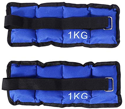 Dioche Gewichtsmanschetten 2er Set 1 kg Gewichtsmanschetten für Knöchel / Handgelenk, verstellbar, für Fitness, Fitness, Wandern, Joggen, Gymnastik, Aerobic, Fitnessstudio, Blau