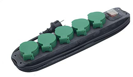 Base múltiple Antihumedad con 5 Tomas, Interruptor y Cable; Ideal para Proteger Equipos electrónicos y Mantener el Espacio seco.