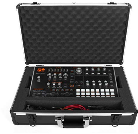 Analog Cases Unison Case für ASM Hydrasynth Desktop oder vergleichbare Synthesizer (Transportkoffer, Eckschutz aus Aluminium, gepolsterter Deckel mit Tragegriff, Kabelaufbewahrungsfächer), Schwarz