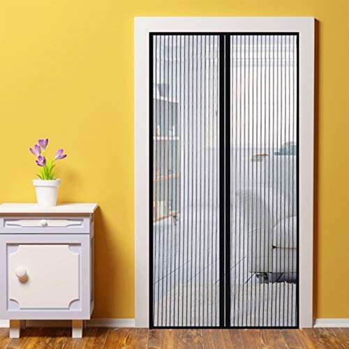 WEIZON Magnet Fliegengitter Balkontür 120 x 210 cm,Magnet Vorhang Fliegenvorhang Moskitonetz für Balkontür Wohnzimmer Terrassentür,Klebmontage ohne Bohren - Schwarz