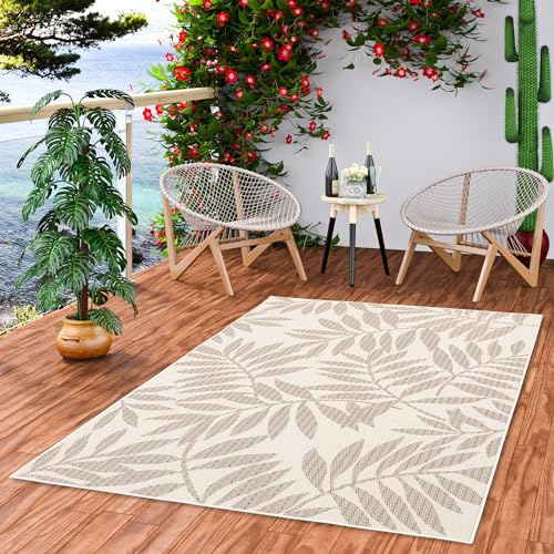 Pergamon In & Outdoor Flachgewebe Sisaloptik Natur, Terrasse und Balkon Teppich Campus Bunte Blätter in 5 Größen