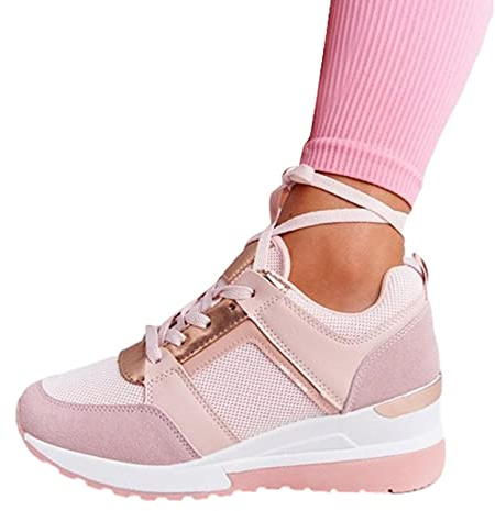 Zapatos para Mujer Zapatilla Tacón Cuña con Suela Gruesa Zapatilla Deportiva Casual para Correr Zapatos Malla Transpirable para Tenis, Gimnasio, Correr, Ejercicio Ocio