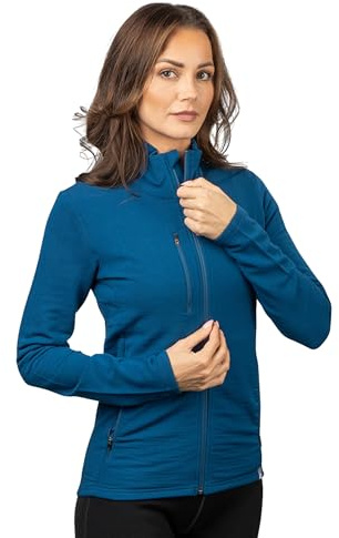 ALPIN LOACKER Merino Jacke Damen 270 g/m² I Merinowolle Fleecejacke atmungsaktiv I Wolljacke für Outdoor und Freizeit, Blau S