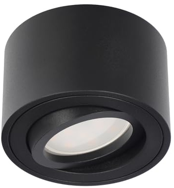 EDO Focos de Techo Superficie ZALDA OV Negro Redonda, Focos Interior Ultradelgado y Ajustable - Ø80*50mm, para Módulo LED 230V, Lámpara de Techo Aluminio, Spot para Salón, Dormitorio, Cocina
