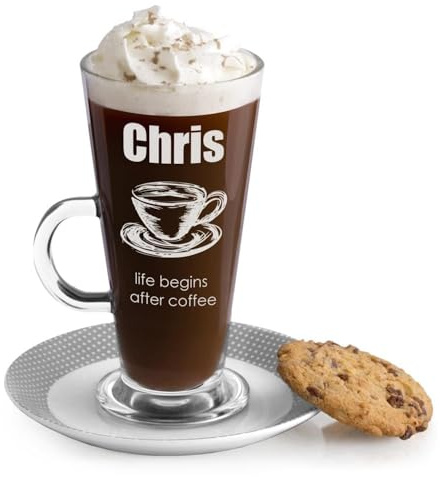 Maverton Coffee Mug for Man, Personalised Latte Glass for dad, Cup
